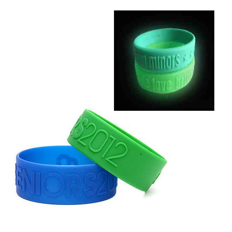 1" Embossed & Glow In The Dark Silicone Bracelets 2