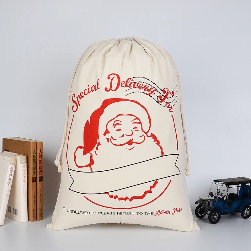 Large Christmas Canvas Gift Bag with Drawstring 14