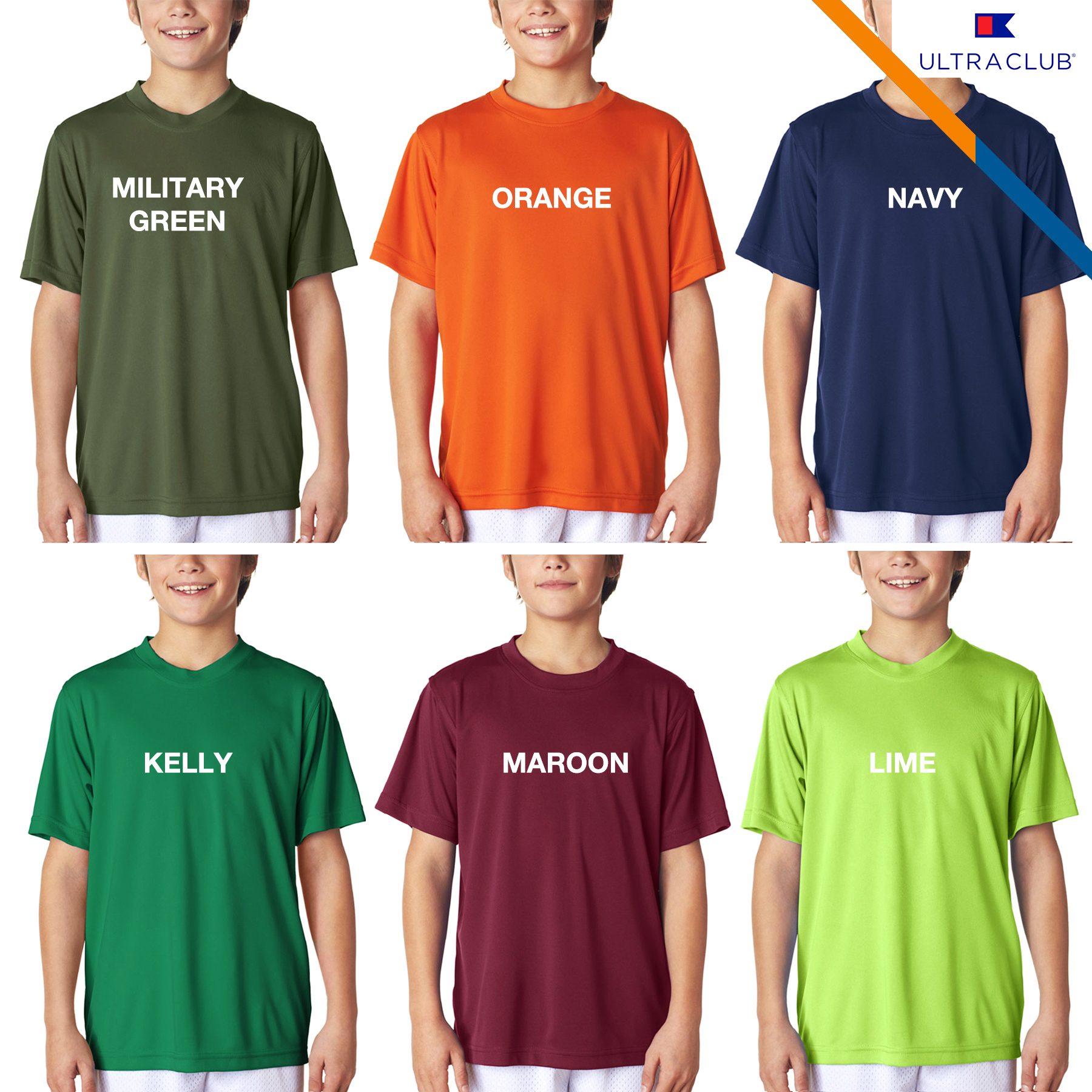 UltraClub® 4 oz Youth' Cool & Dry Performance T-Shirts 8