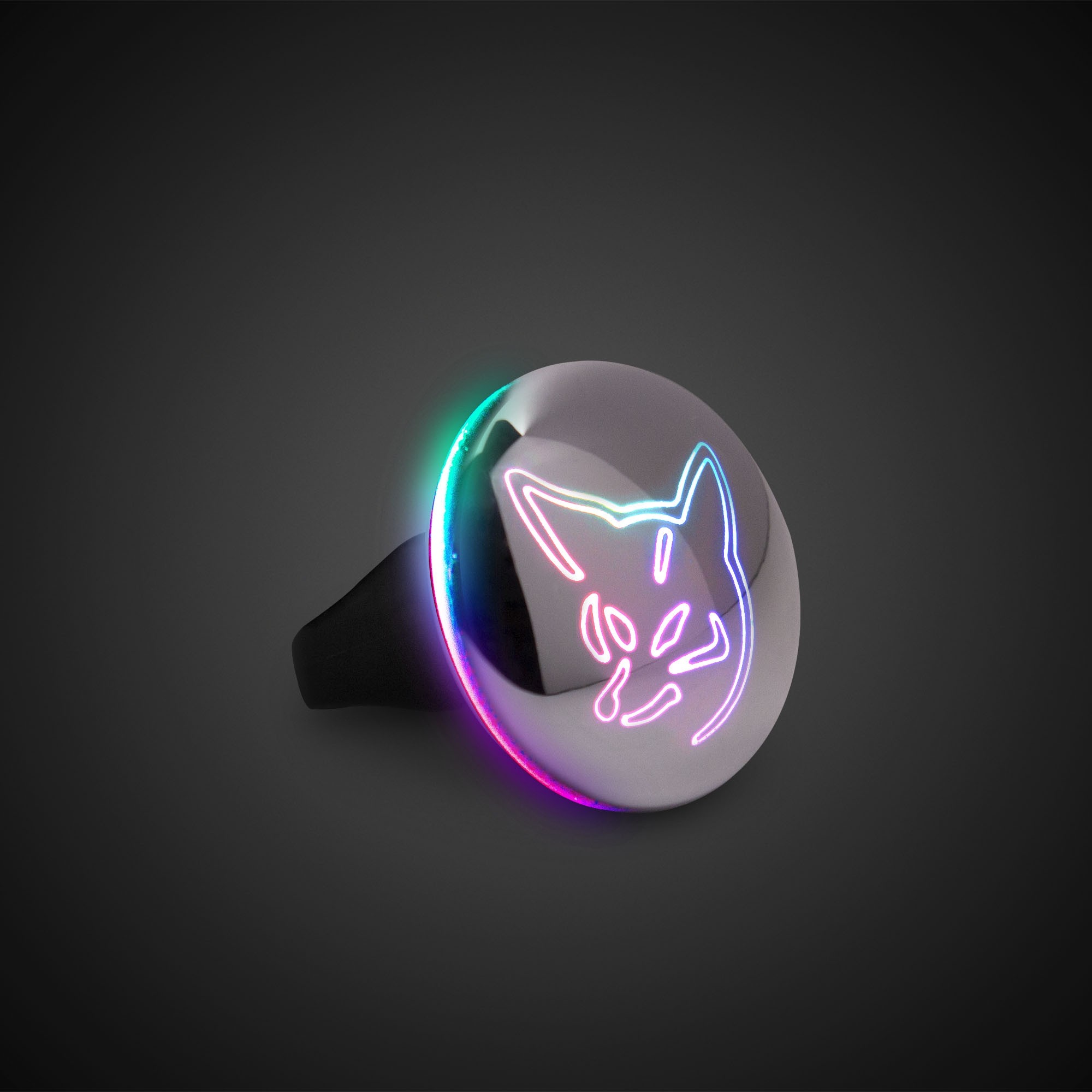 Silver Button LED Laser Ring 5