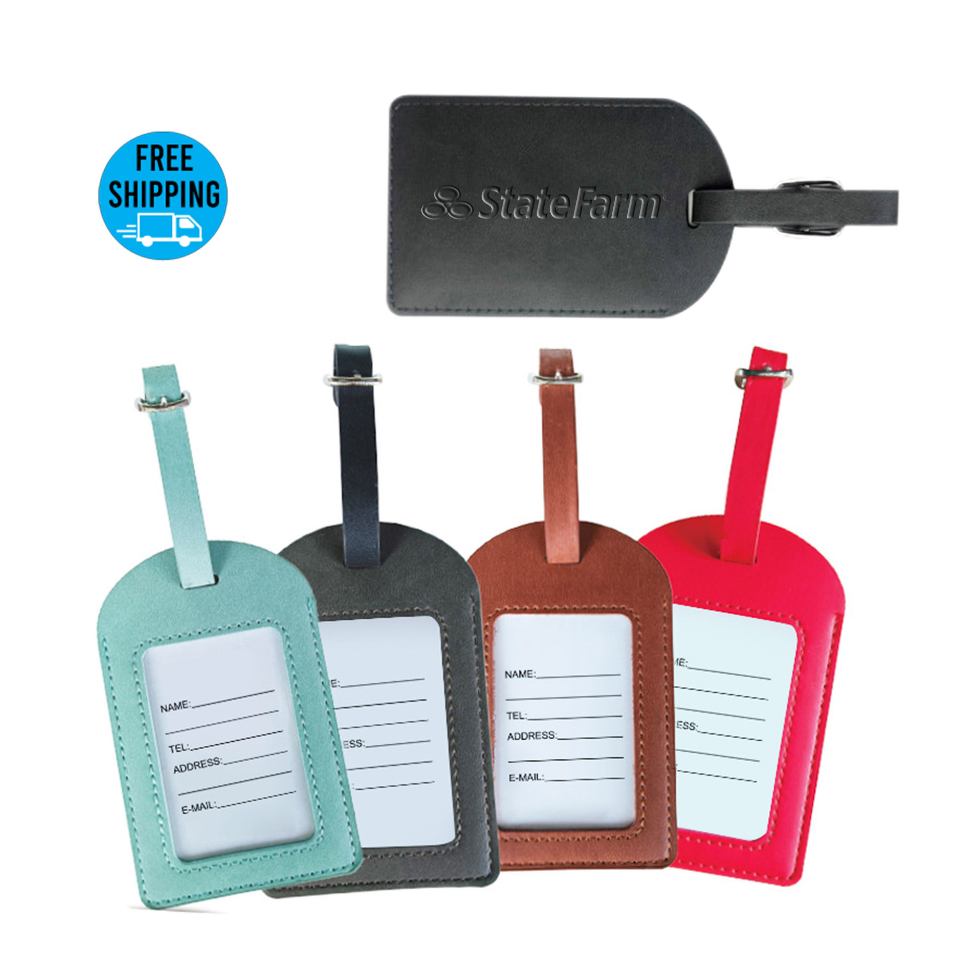 Debossed PU Leather Luggage Tag with Visable Window 3