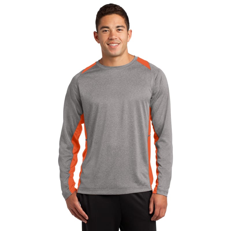 Sport-Tek Long Sleeve Heather Colorblock Contender Tee. 30