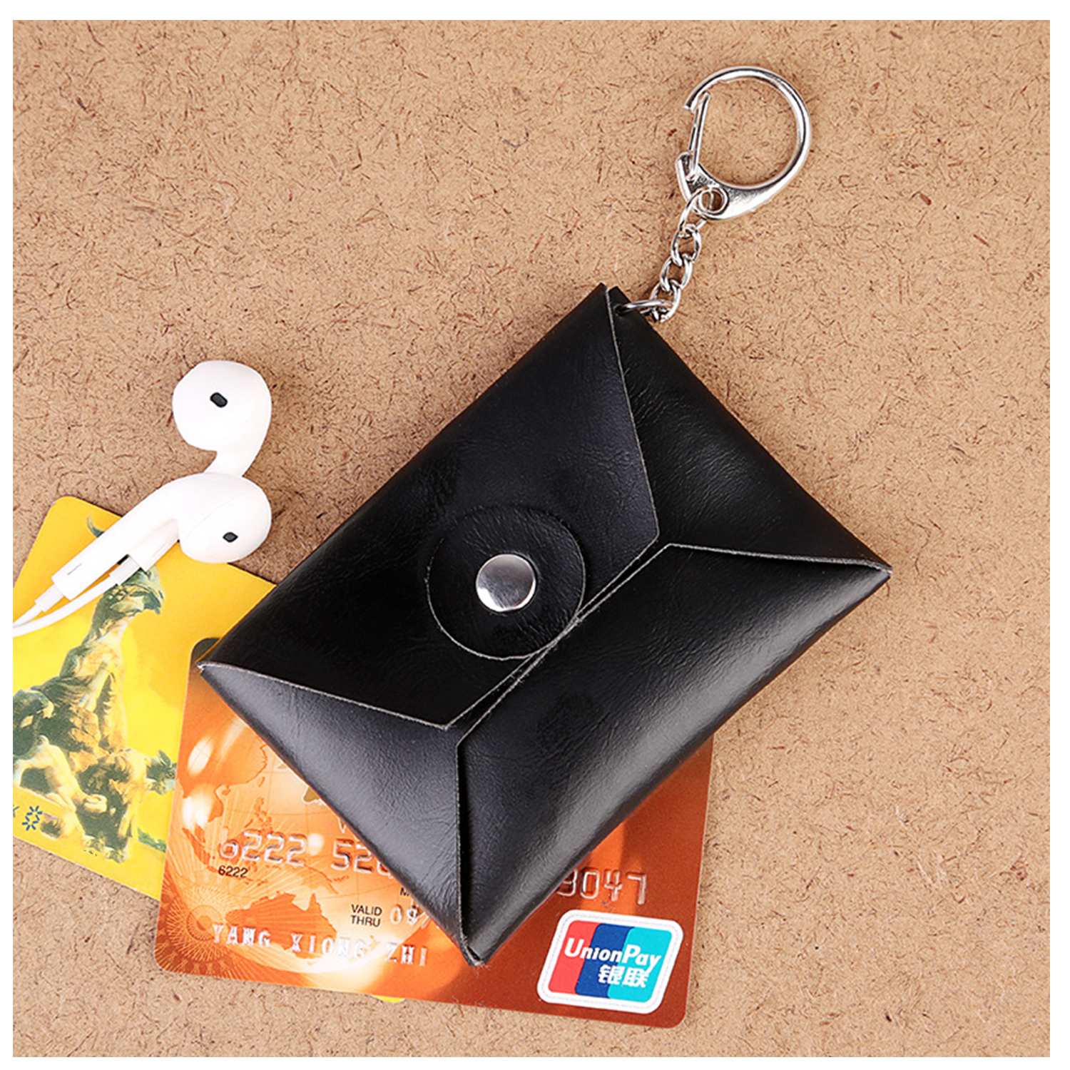 PU Leather Earphone Bag With Key Chain 5
