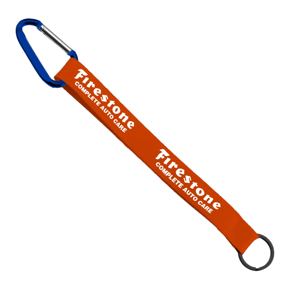 3/4" Sewn Polyester Keychain with Metal Split-Ring and Carabiner 109
