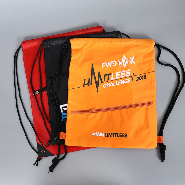 Drawstring Backpack with Front Zipper 2