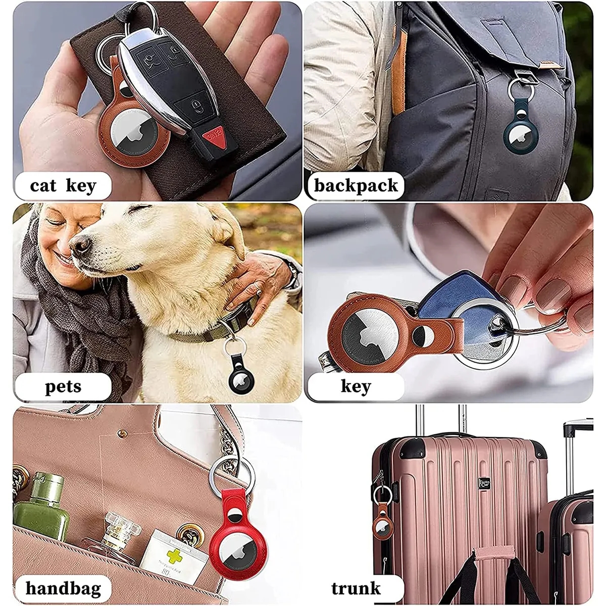 Custom Protective Leather Case Tracker tag Keychain 3