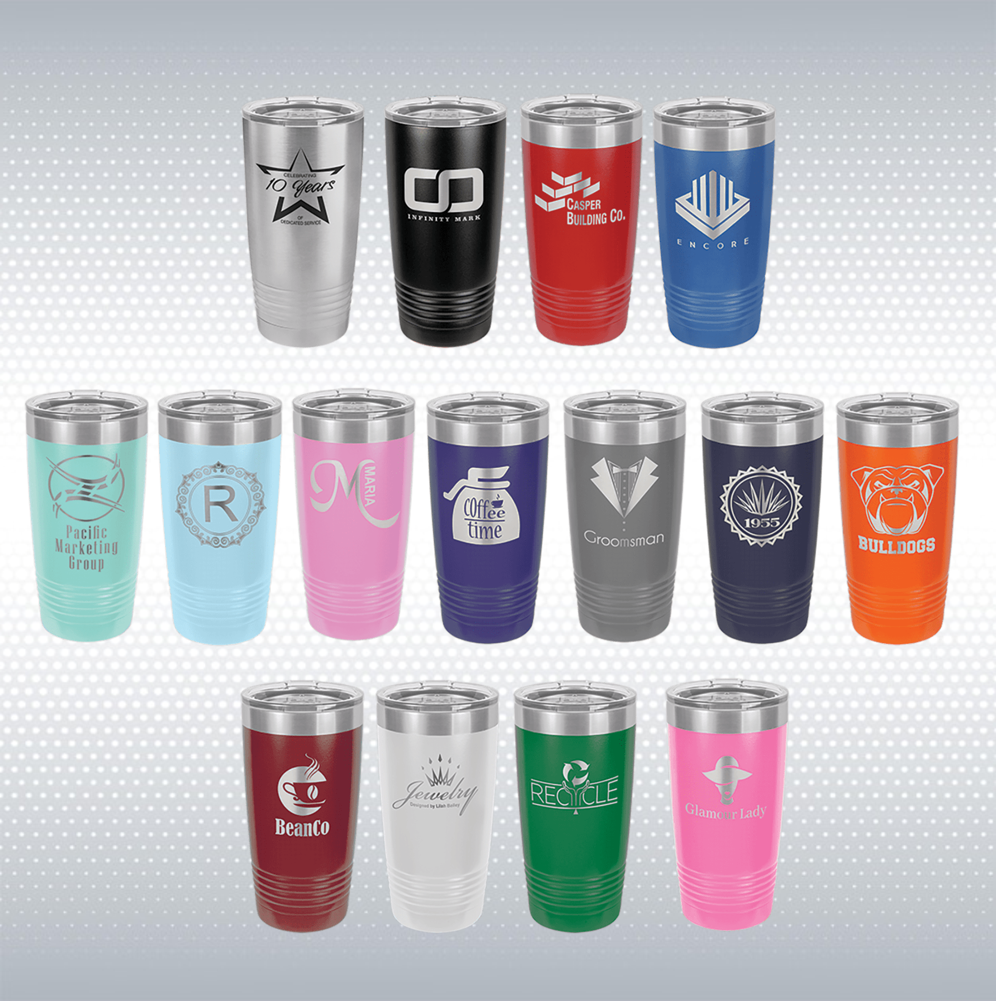 20 oz Laserable Leatherette Polar Camel Tumbler w/ Clear Lid 6