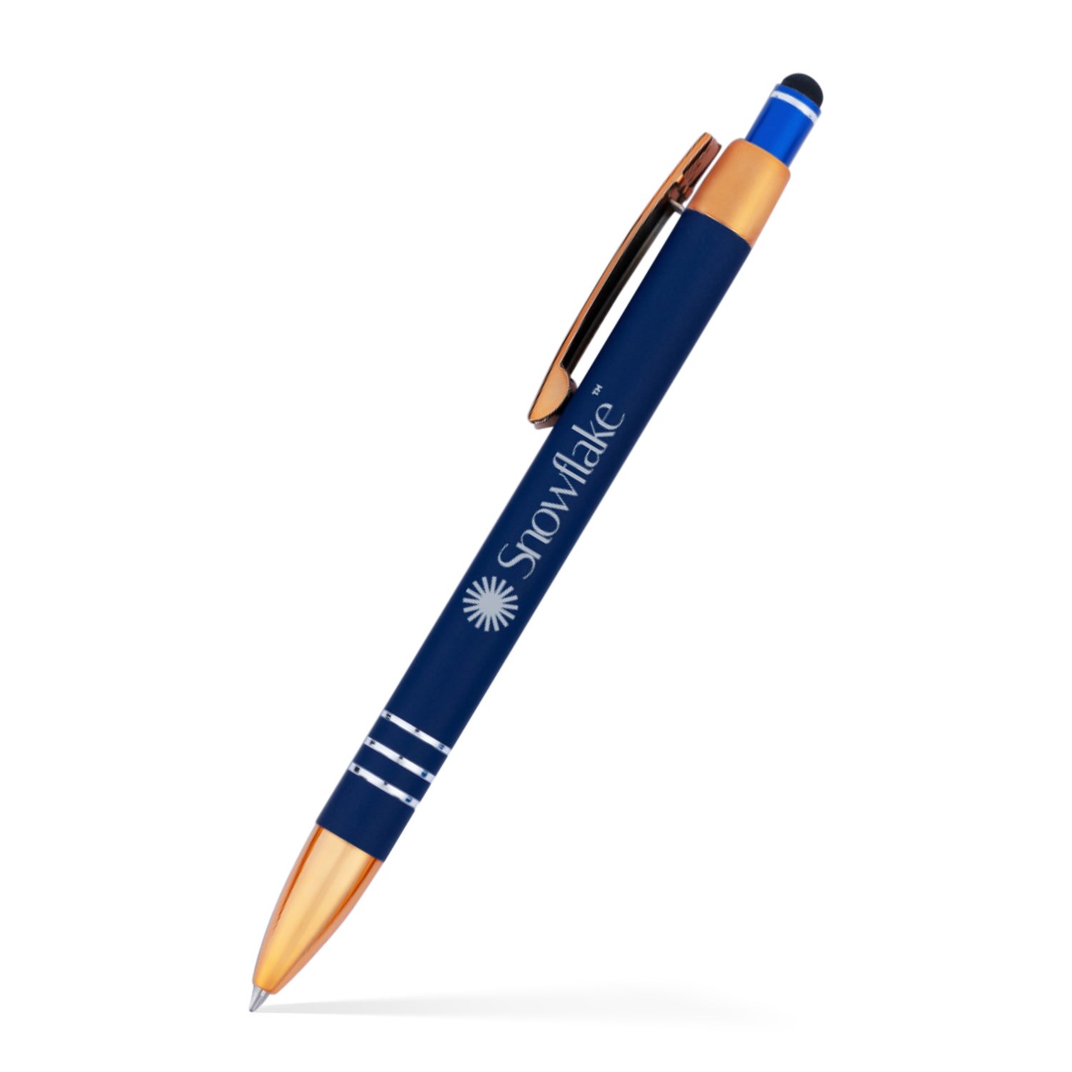 Penny Stylus Satin Soft Touch Click Metal Pen - Copper Accents (CLOSEOUT) 7