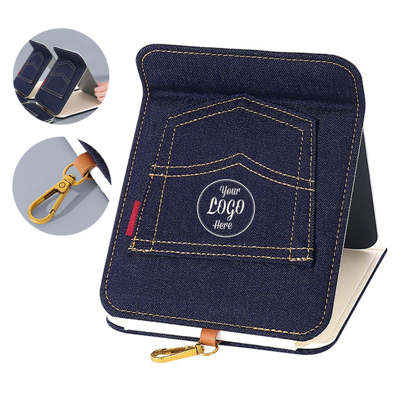 Portable Retro Folding Denim Makeup Mirror 4