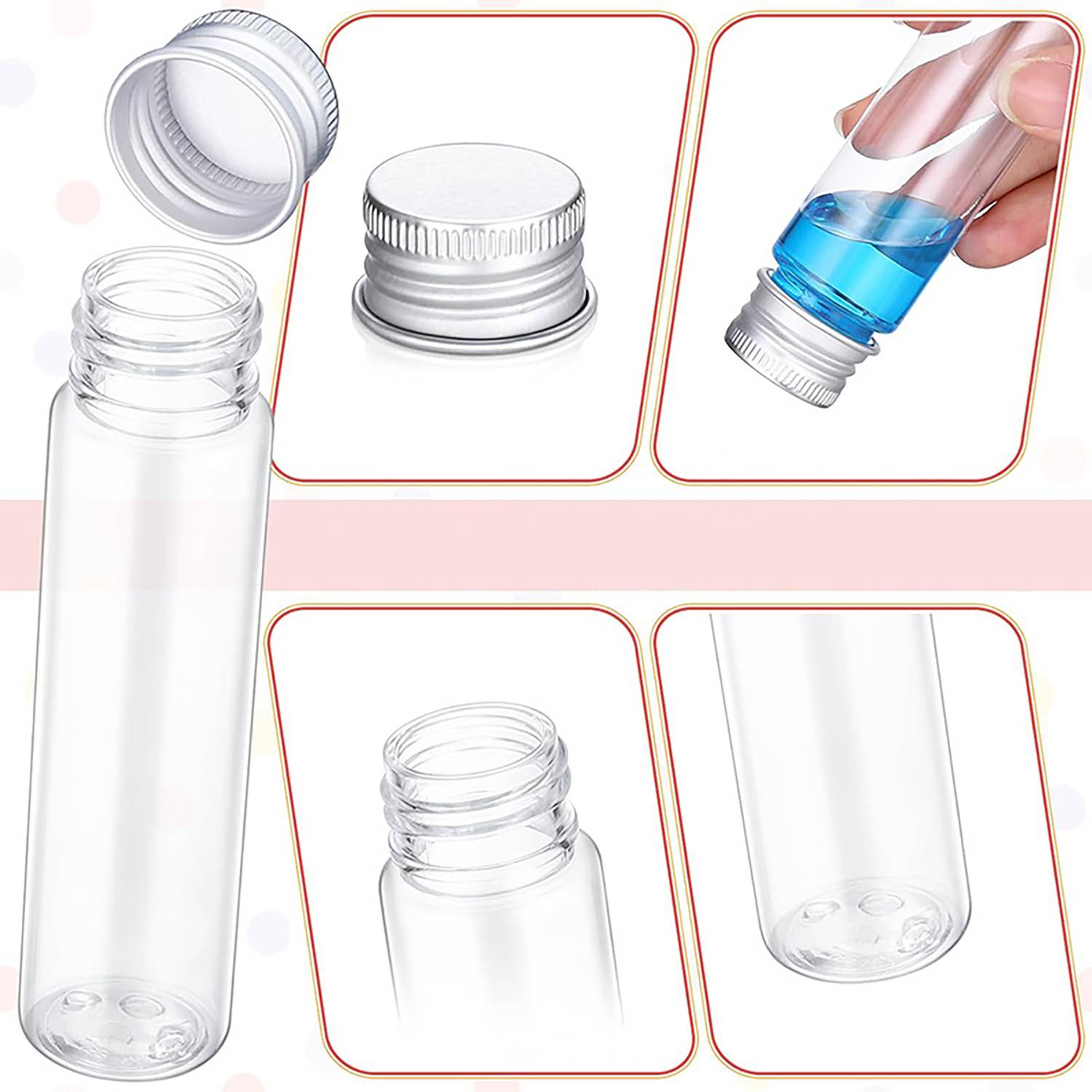 2oz Transparent Plastic Test Tube w/ Screw Cap 3