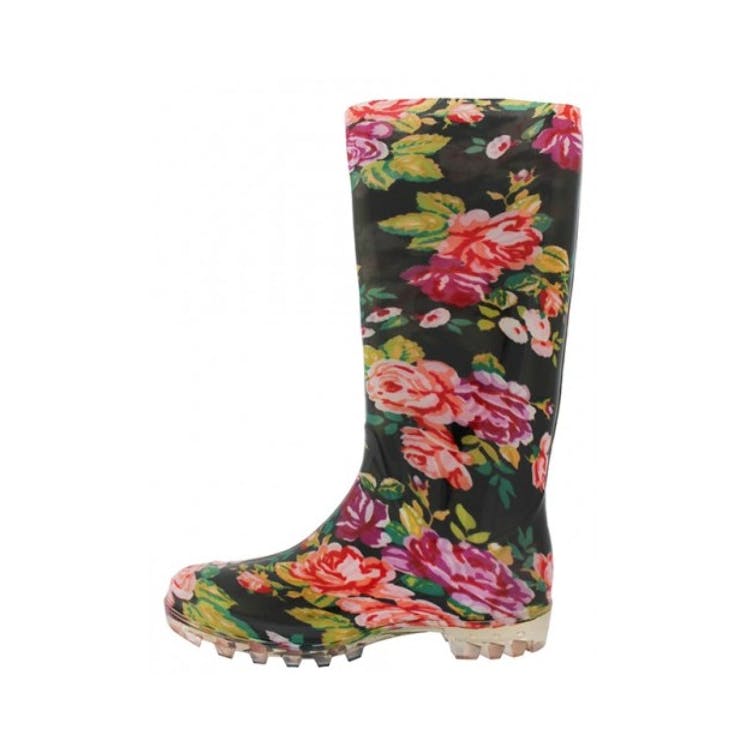 Women's Rubber Rain Boots - Sizes 5-10 Rose Print 1