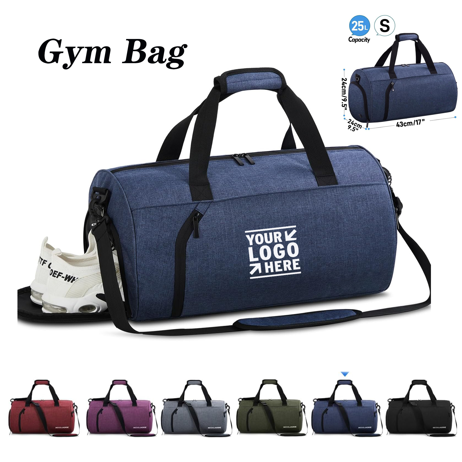 Women Men Adjustable Detachable Shoulder Strap Gym Workout Sports Bag With Shoe Compartment 2