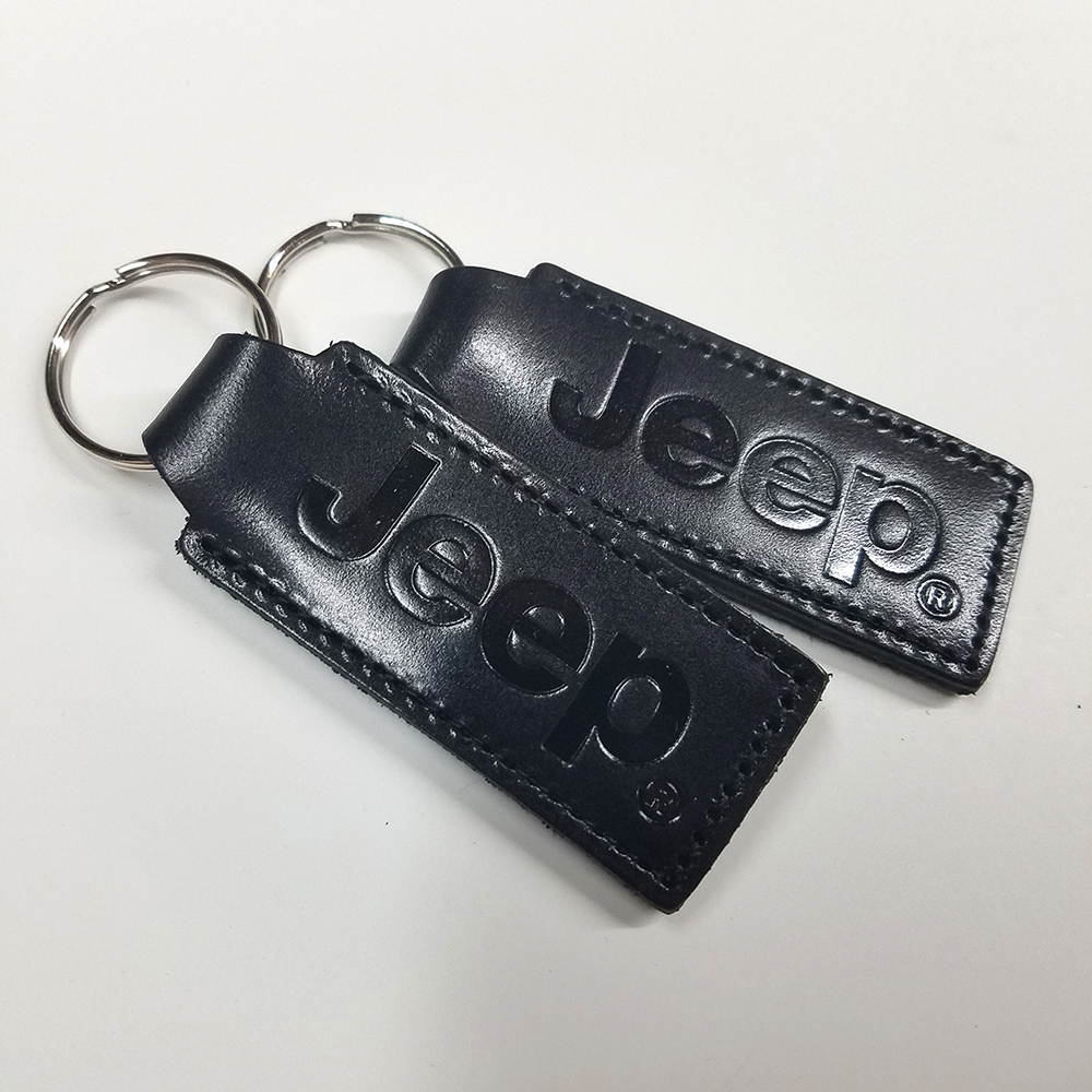 Double Sided Rectangular Leather Key Chain - Small 1