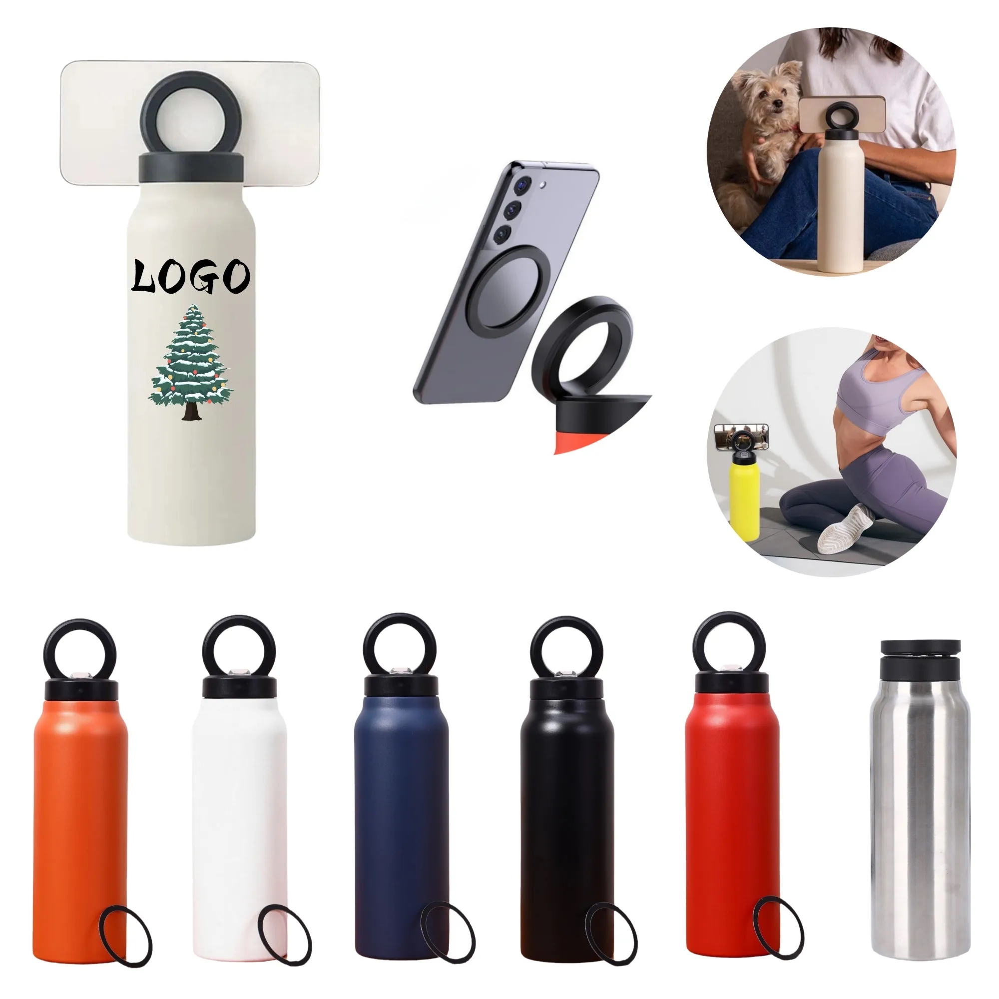 24OZ Bracket Insulated Cup With Straw And Magnetic Ring 4