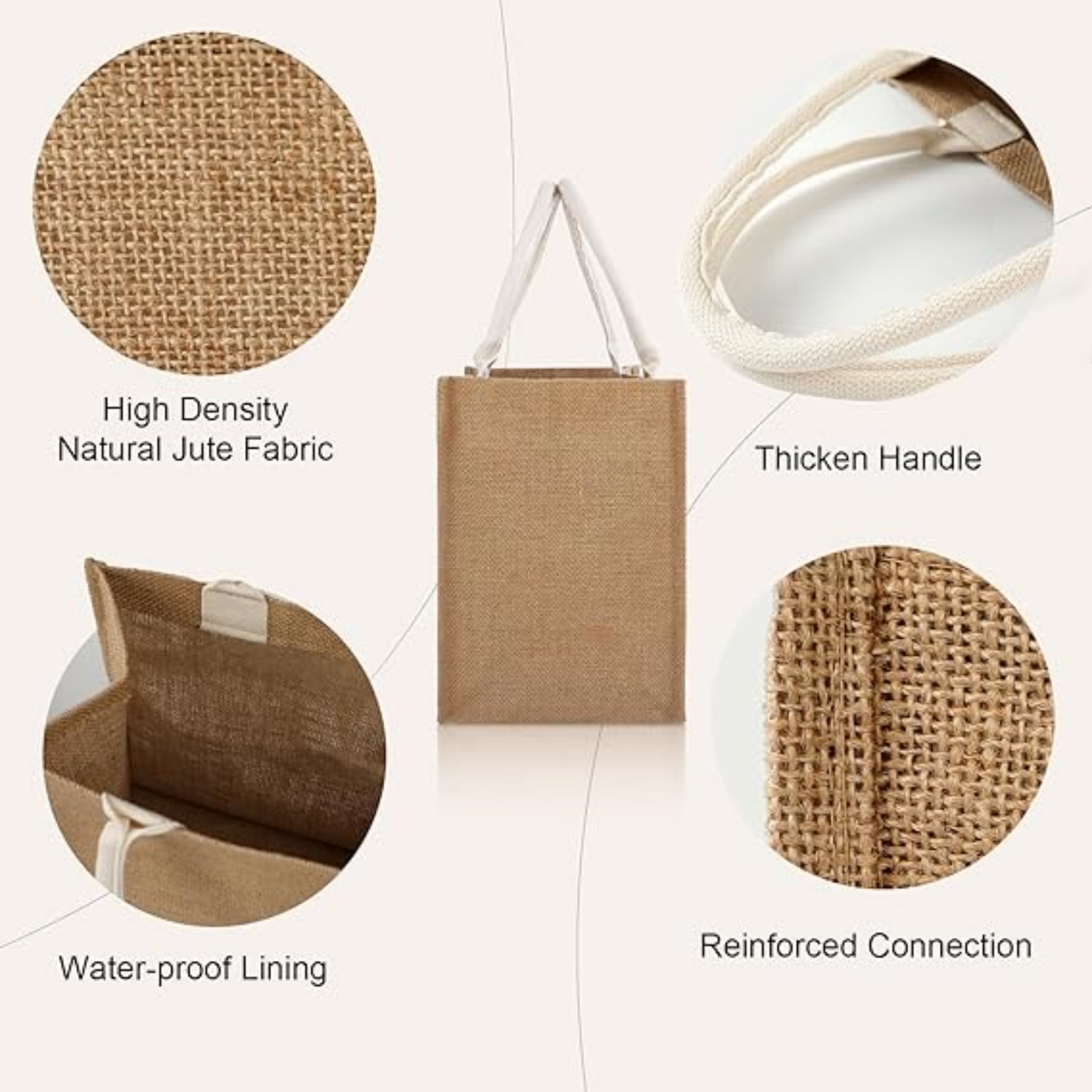 Large Jute Tote Bag with Handles, custom tote bag with logo imprint 6
