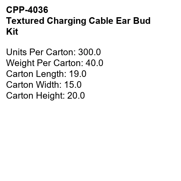 TEXTURED CHARGING CABLE EAR BUD KIT 7