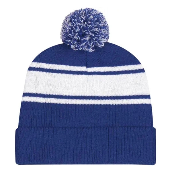 Knit Beanie with Pom Ball 8