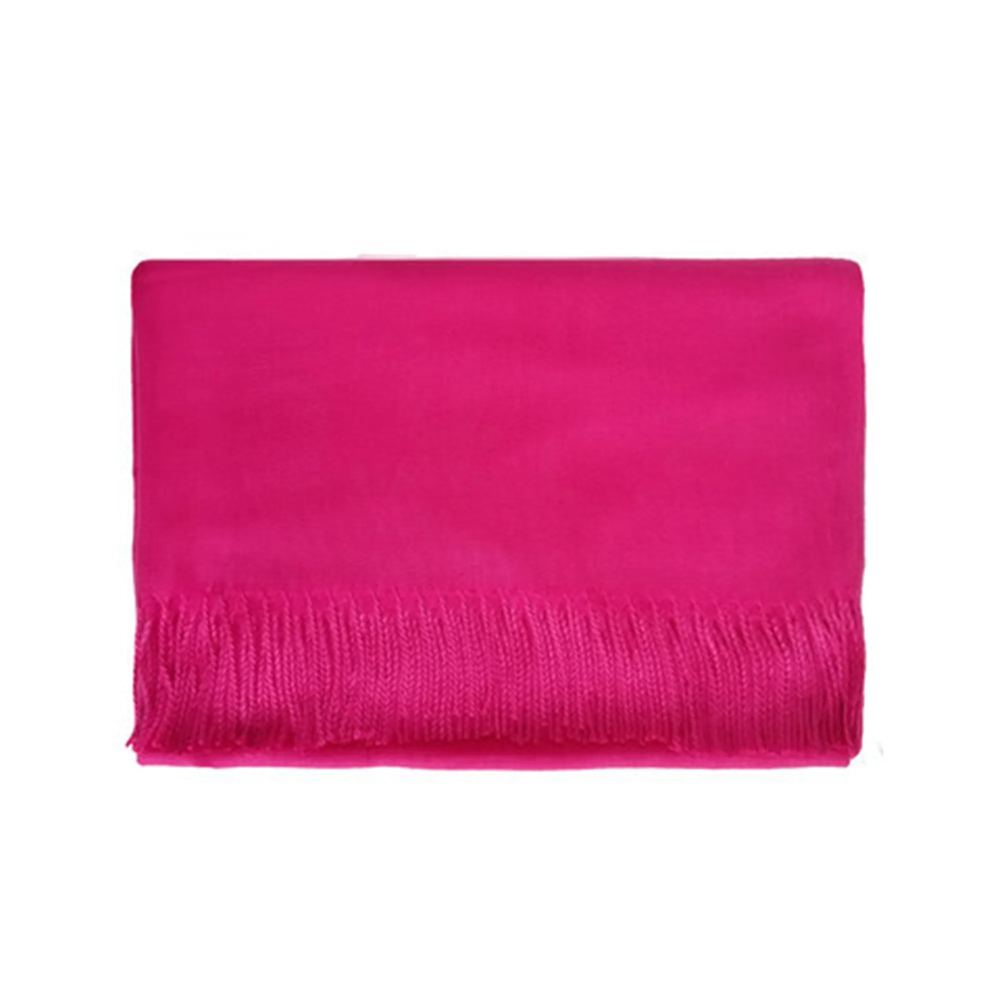Solid Shawl Wrap Scarf With Fringes 3