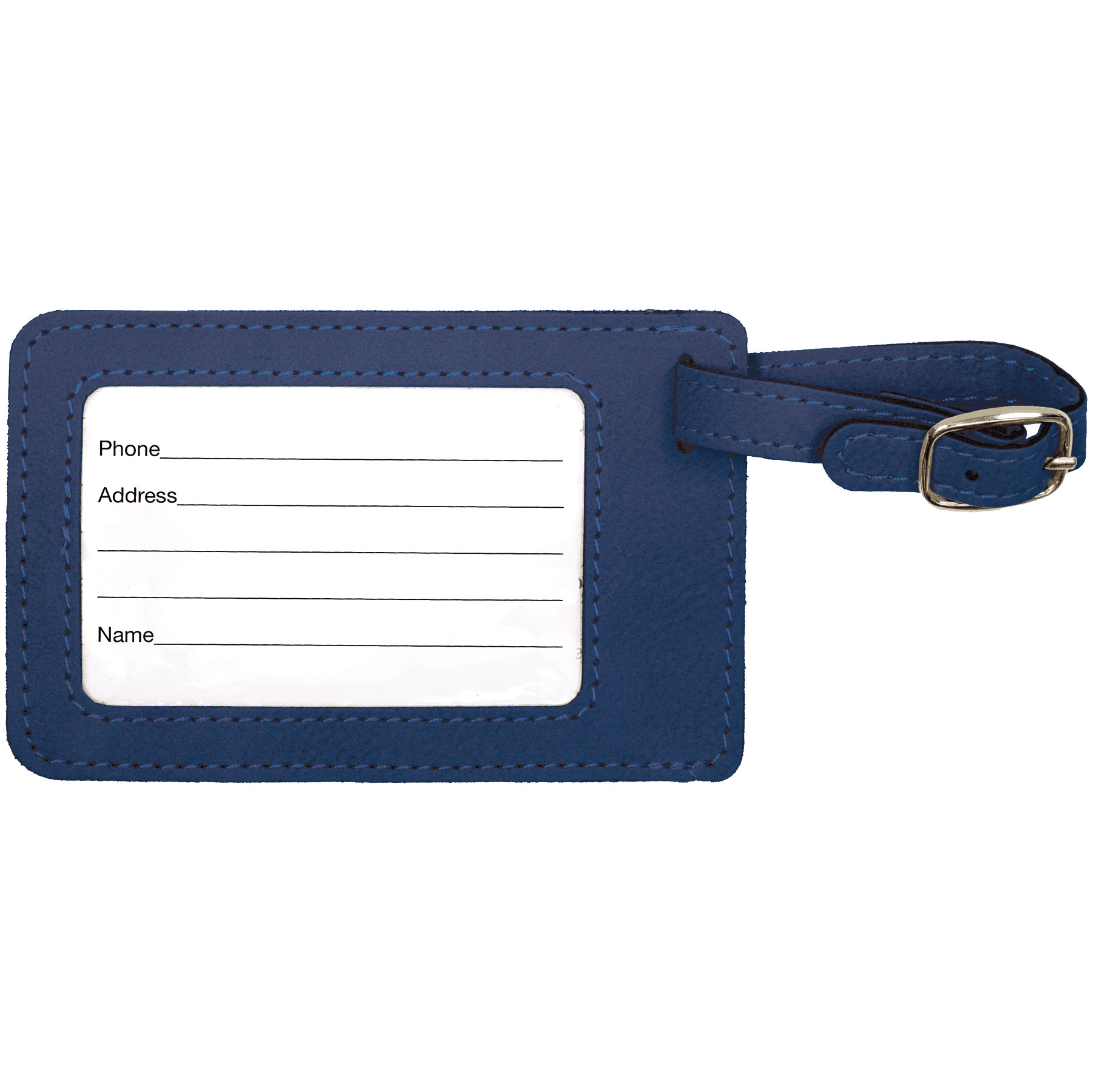 Blue/Black Leatherette Luggage Tag 4