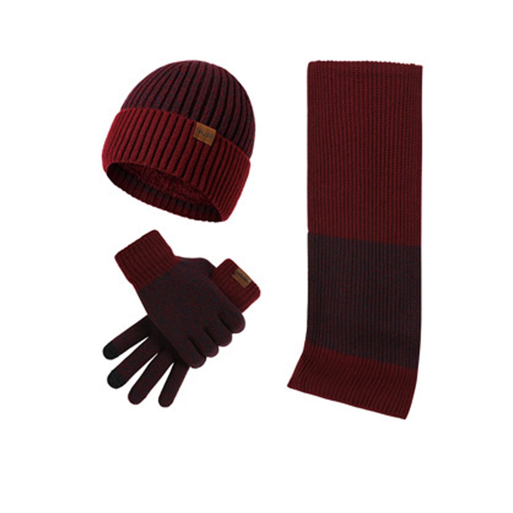 Beanie Hat Scarf Touch Screen Gloves Set 3