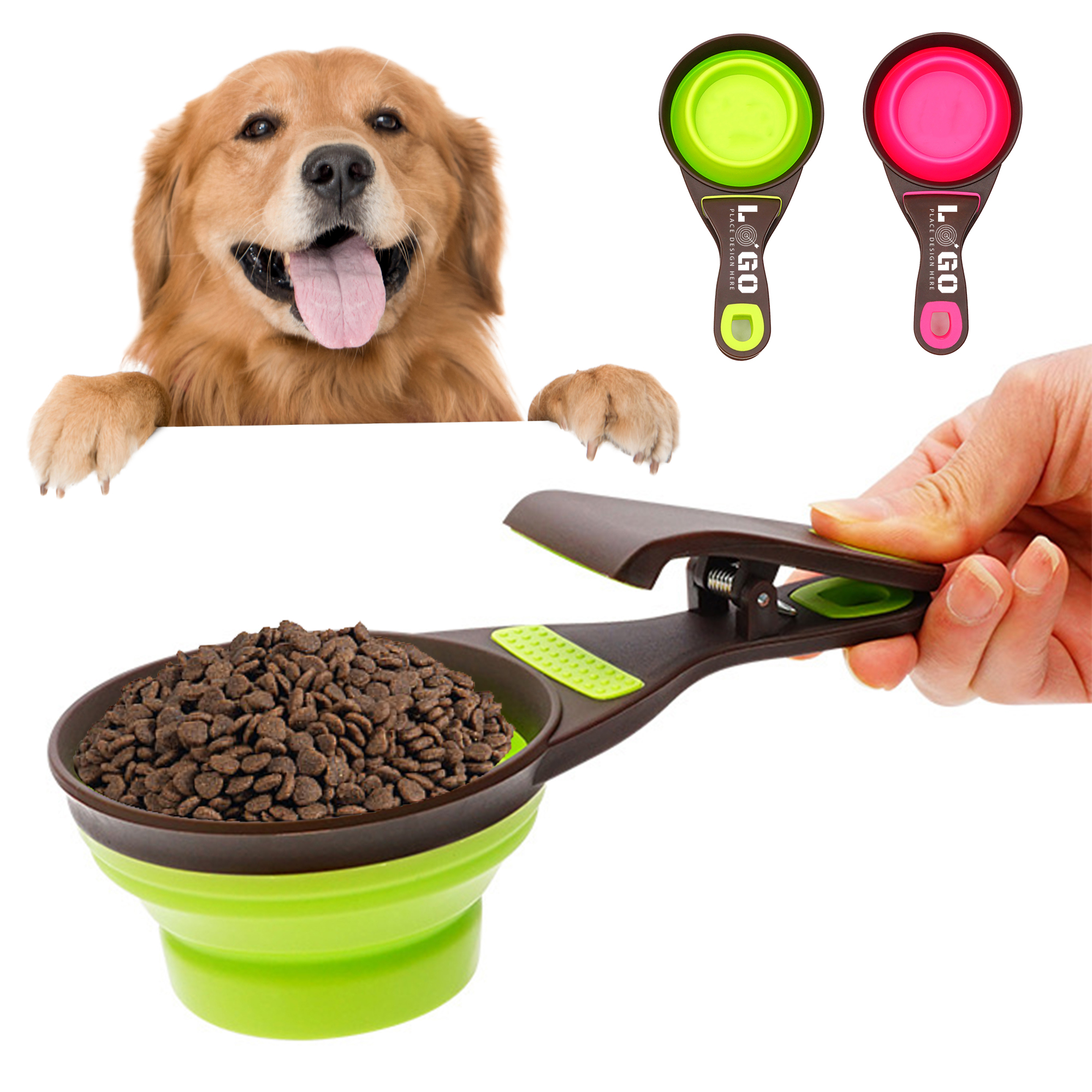 Collapsible Dog Food Scoop Measuring Cup Bag Clip 2