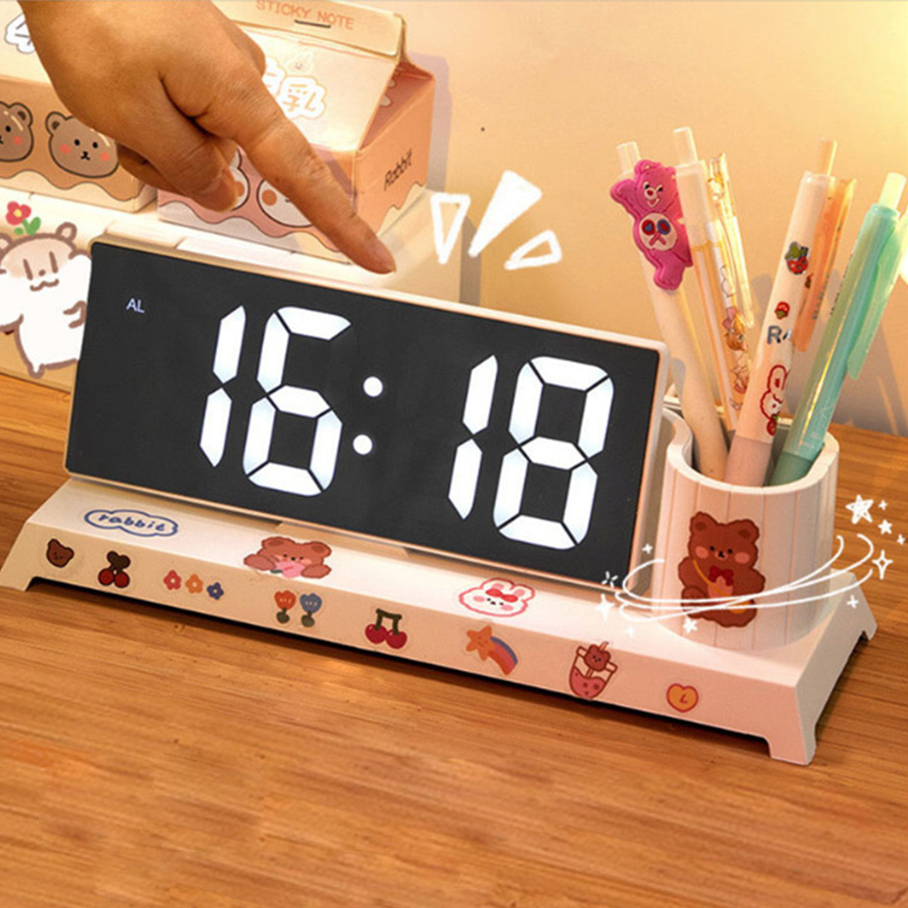 Desk Organizer with Clock Pen Holder 3