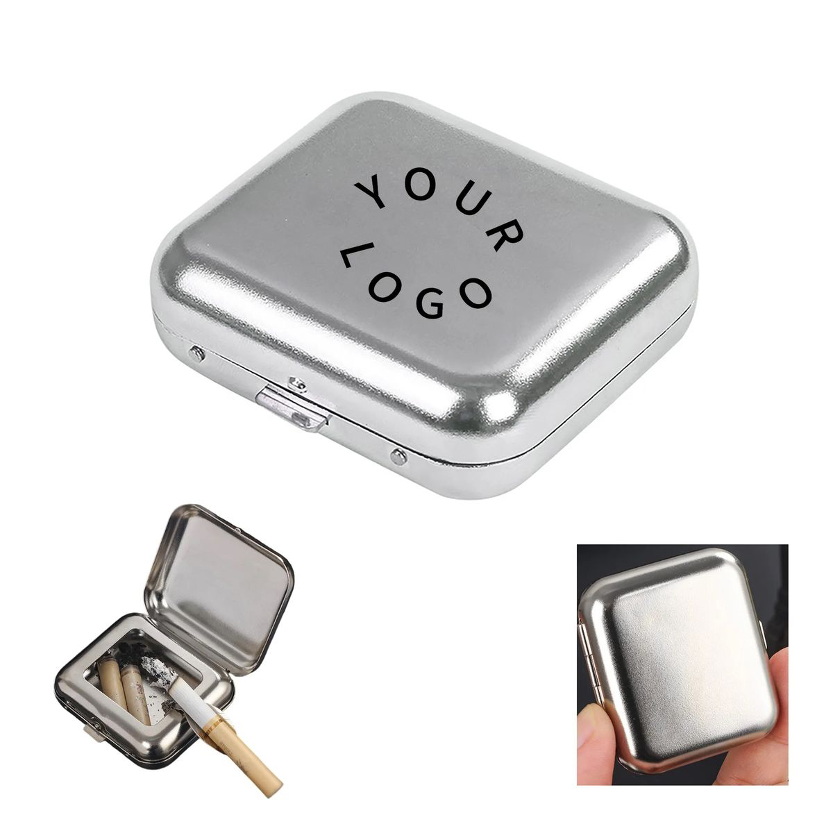 Compact Metal Pocket Ashtray for Travel and Outdoors 2