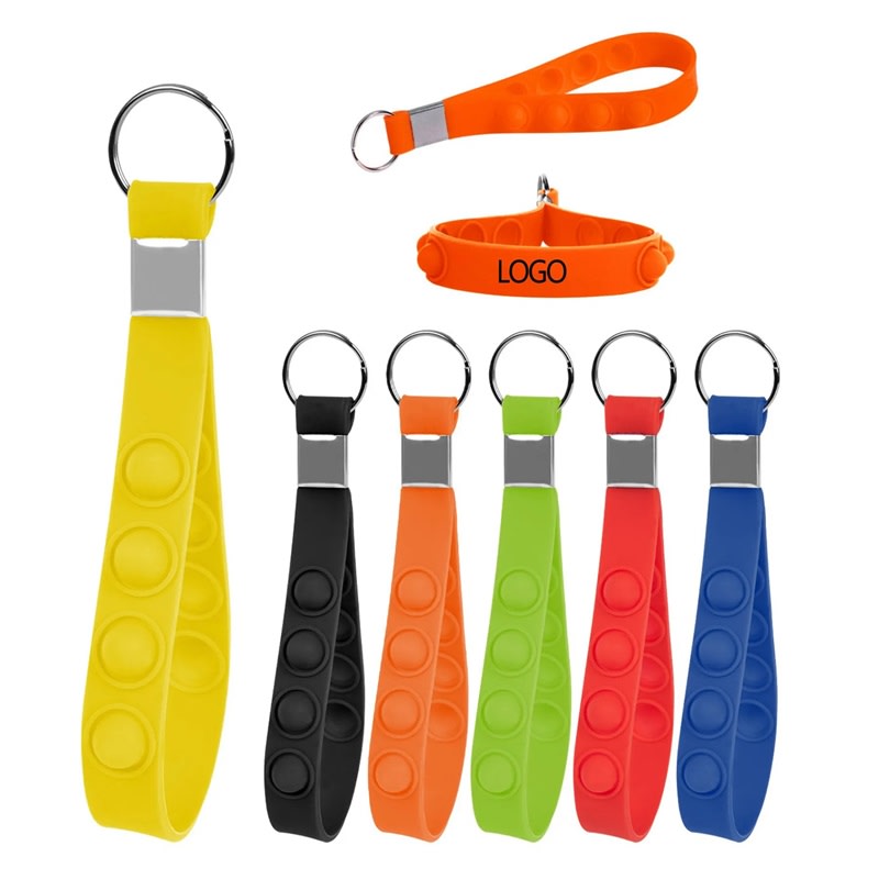 Push Pop Stress Reliever Wristband Keychains 14