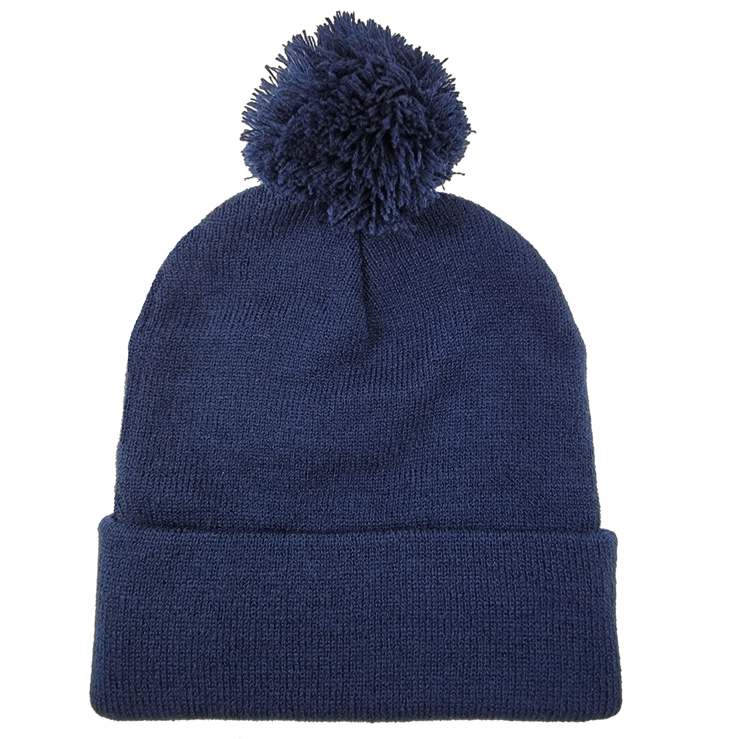 Pom Pom Knit Roll Cuff Beanie Cap 4
