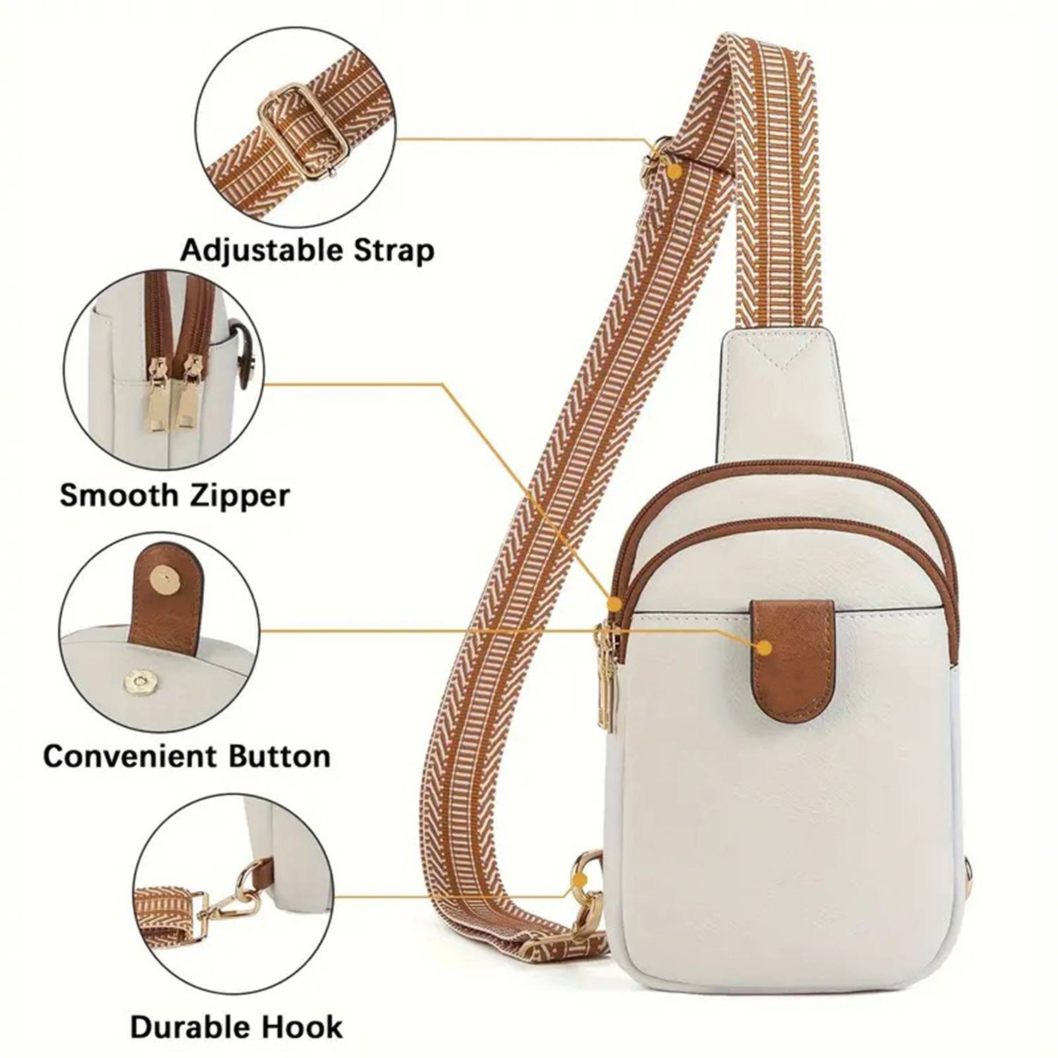 Adjustable PU Leather Crossbody Chest Bag 5