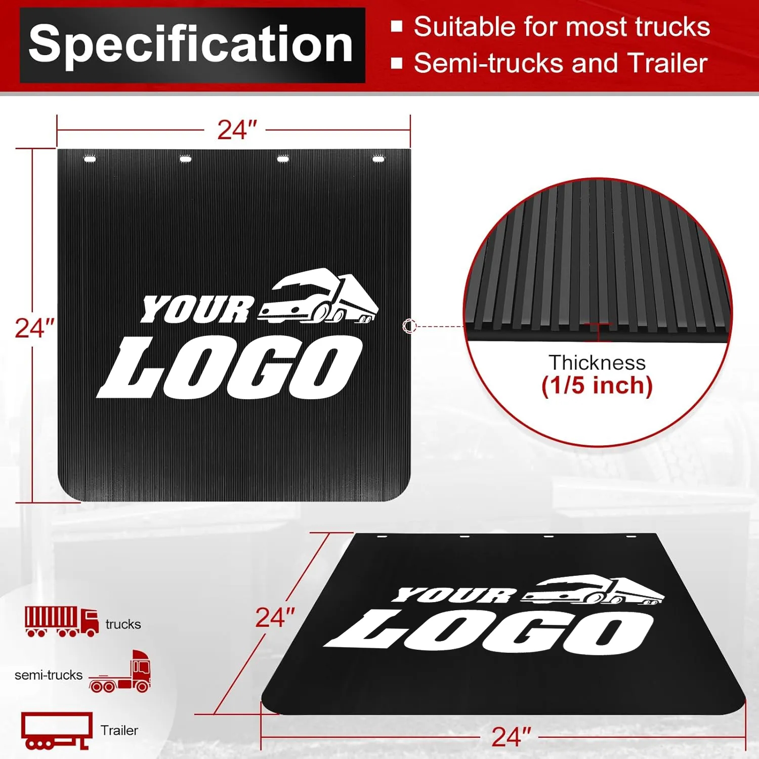 24"x24" Customized Logo Mud Flaps 6