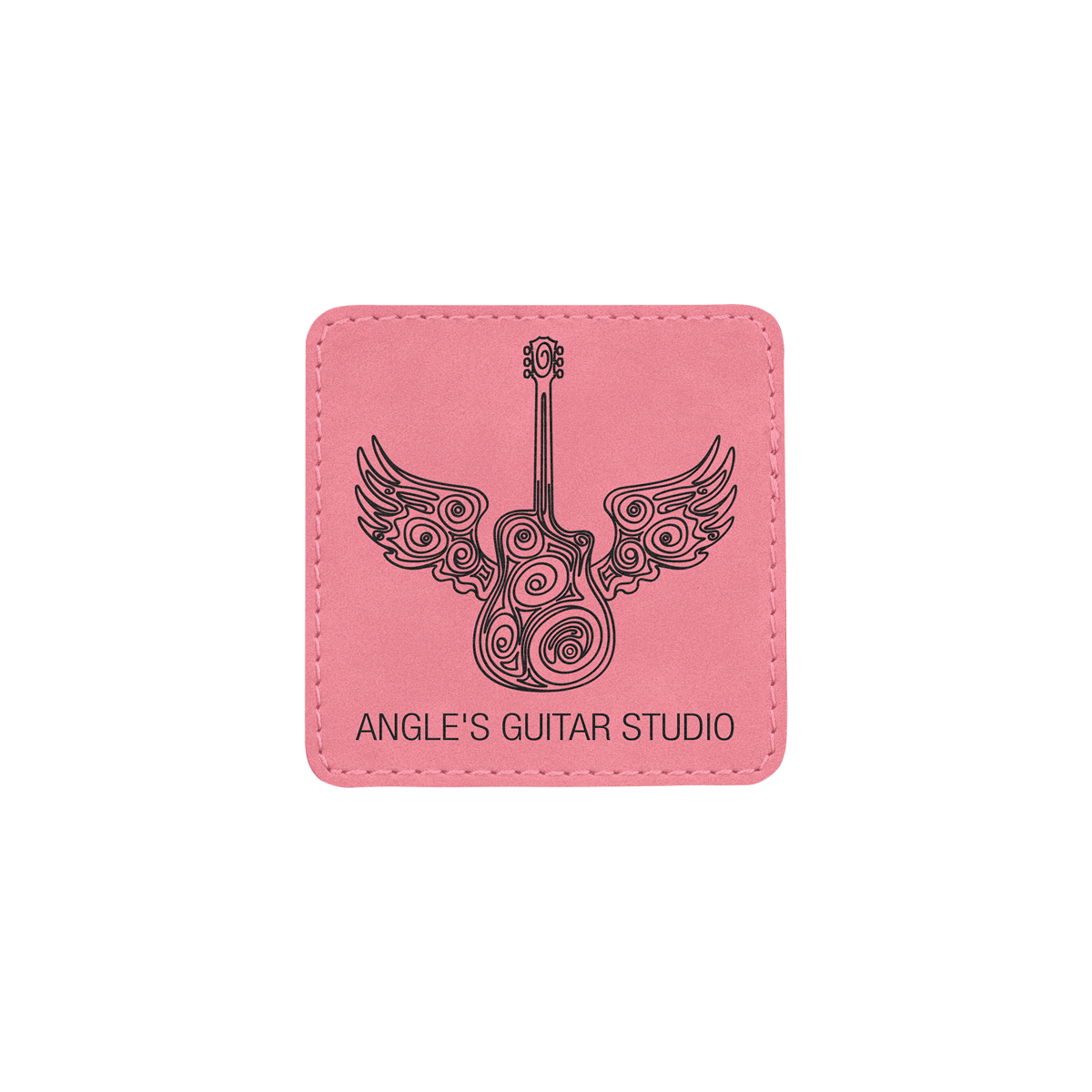 3" Pink Leatherette Square Patch with Adhesive