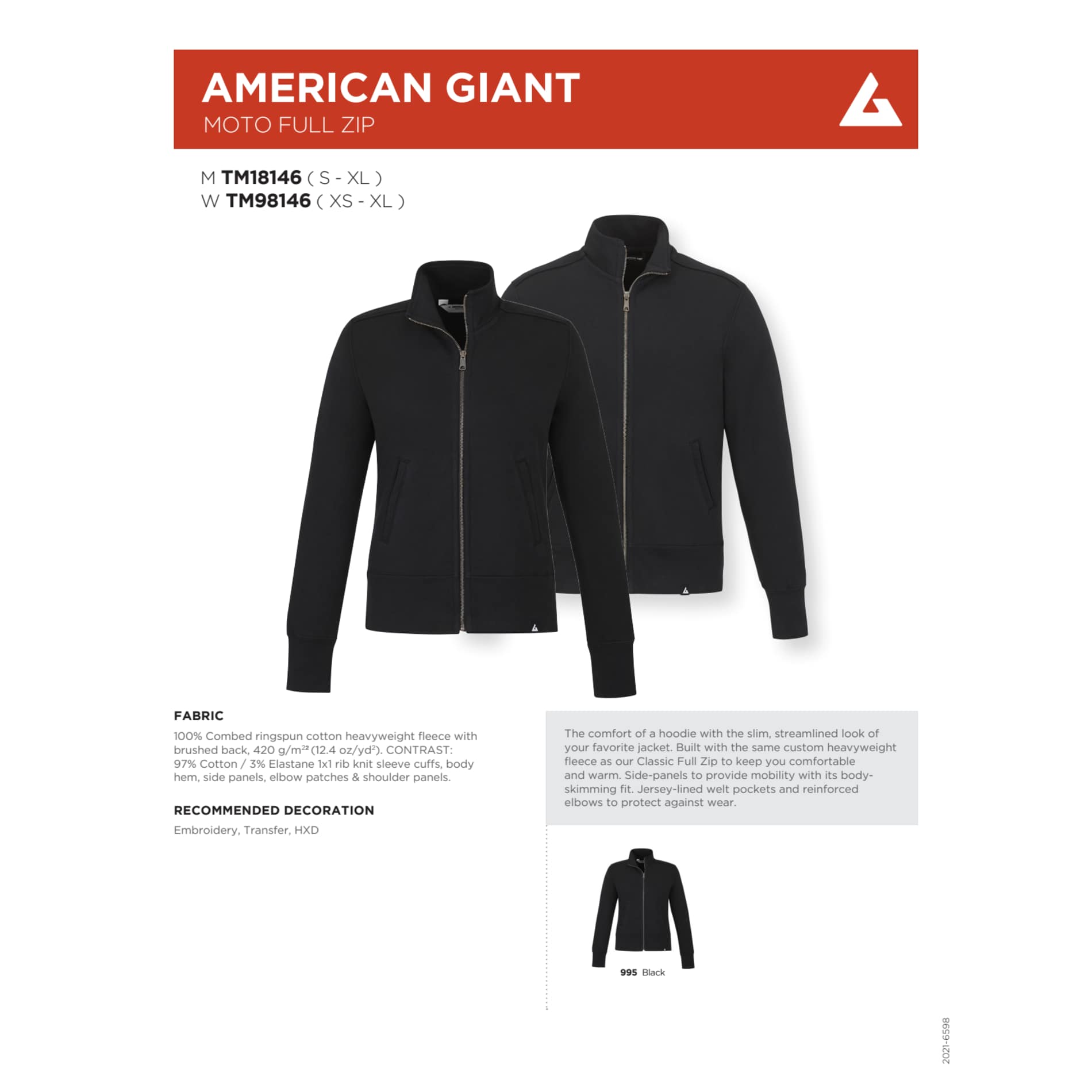 American Giant Moto Full Zip - Men's 38