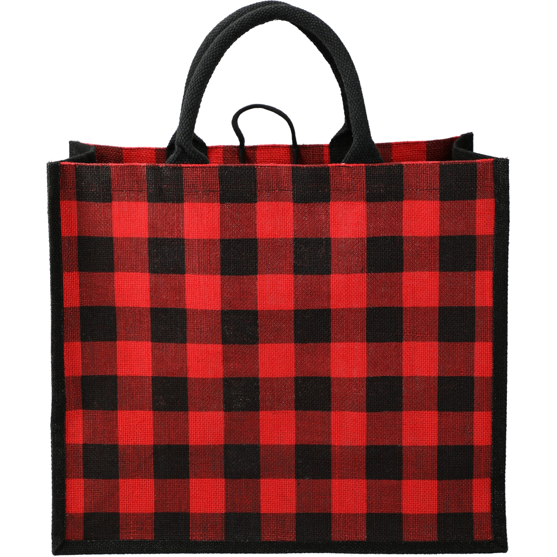 Buffalo Plaid Printed Jute Tote 14