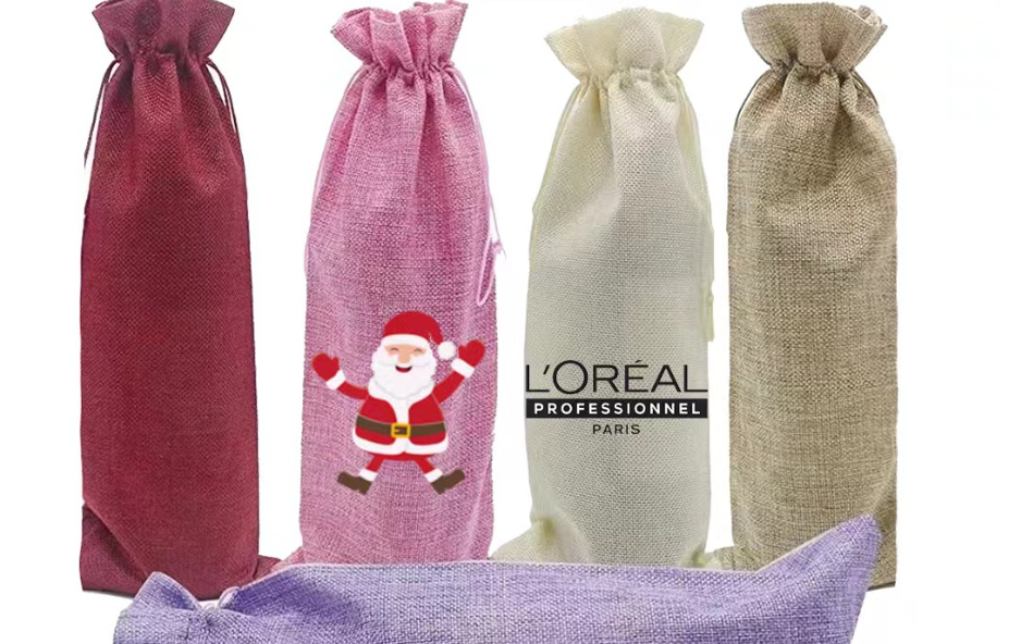 Burlap Wine Tote Bag 3