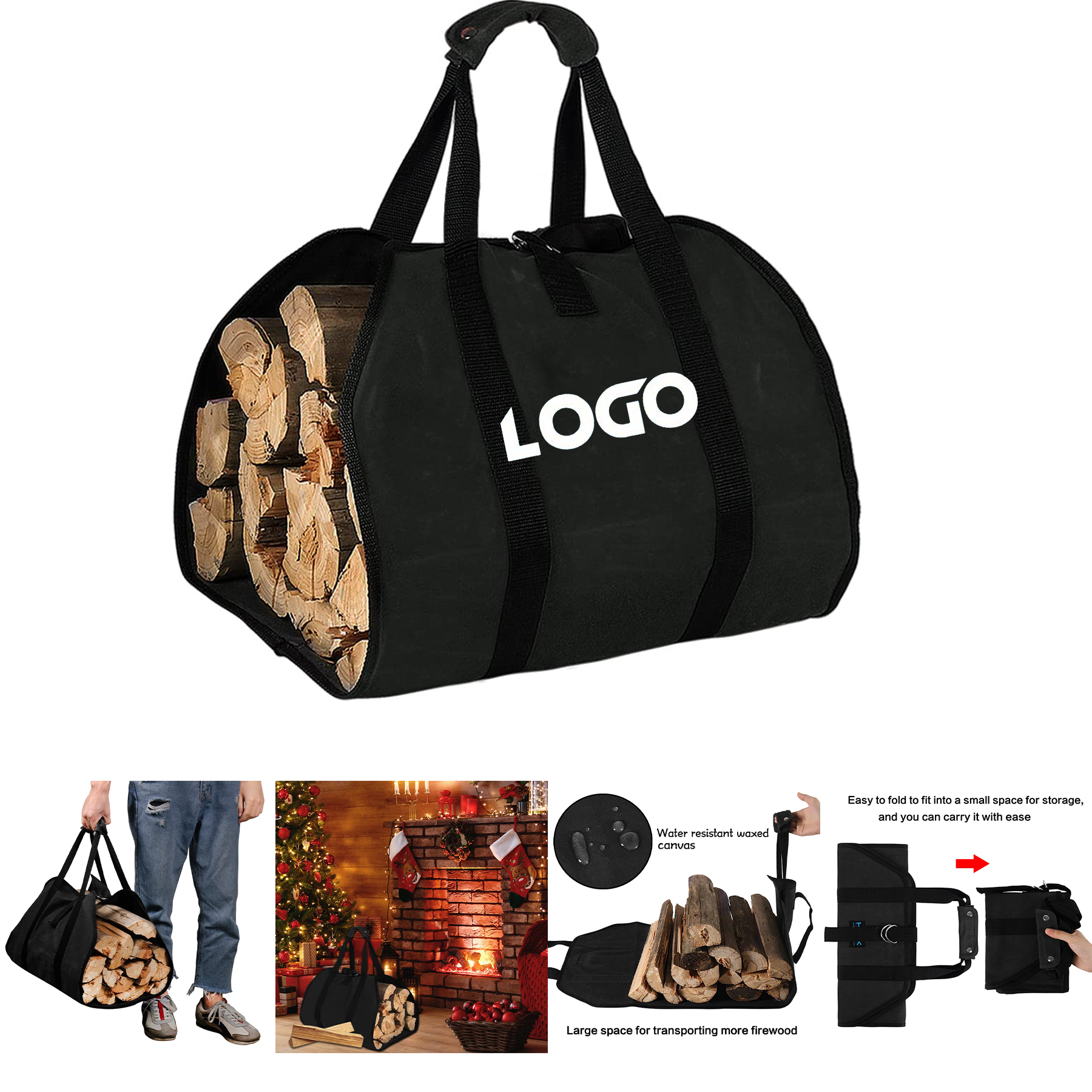 Waxed Canvas Firewood Carrier