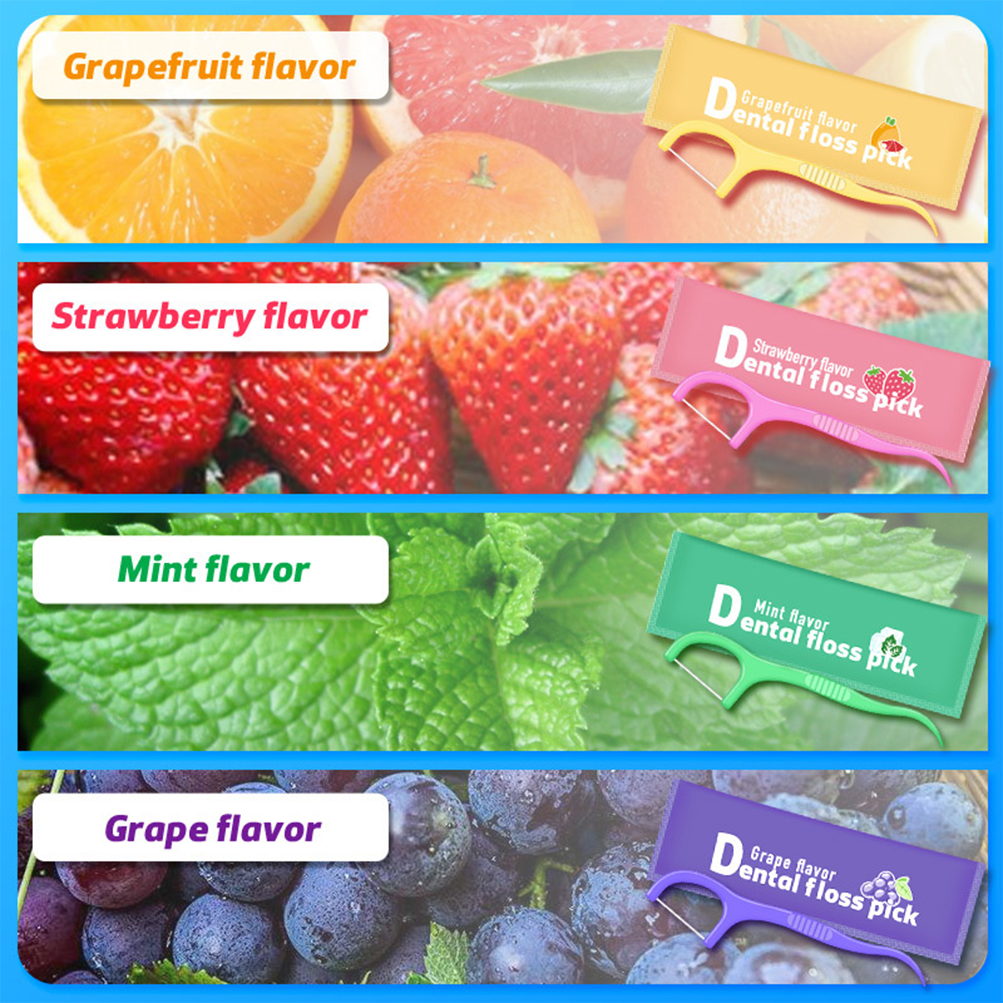 Fruity Flavor Dental Floss Picks 4