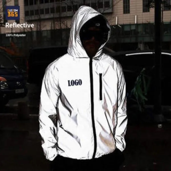 100% Polyester Reflective Hood Zip Wholesale 3m Windbreaker 1