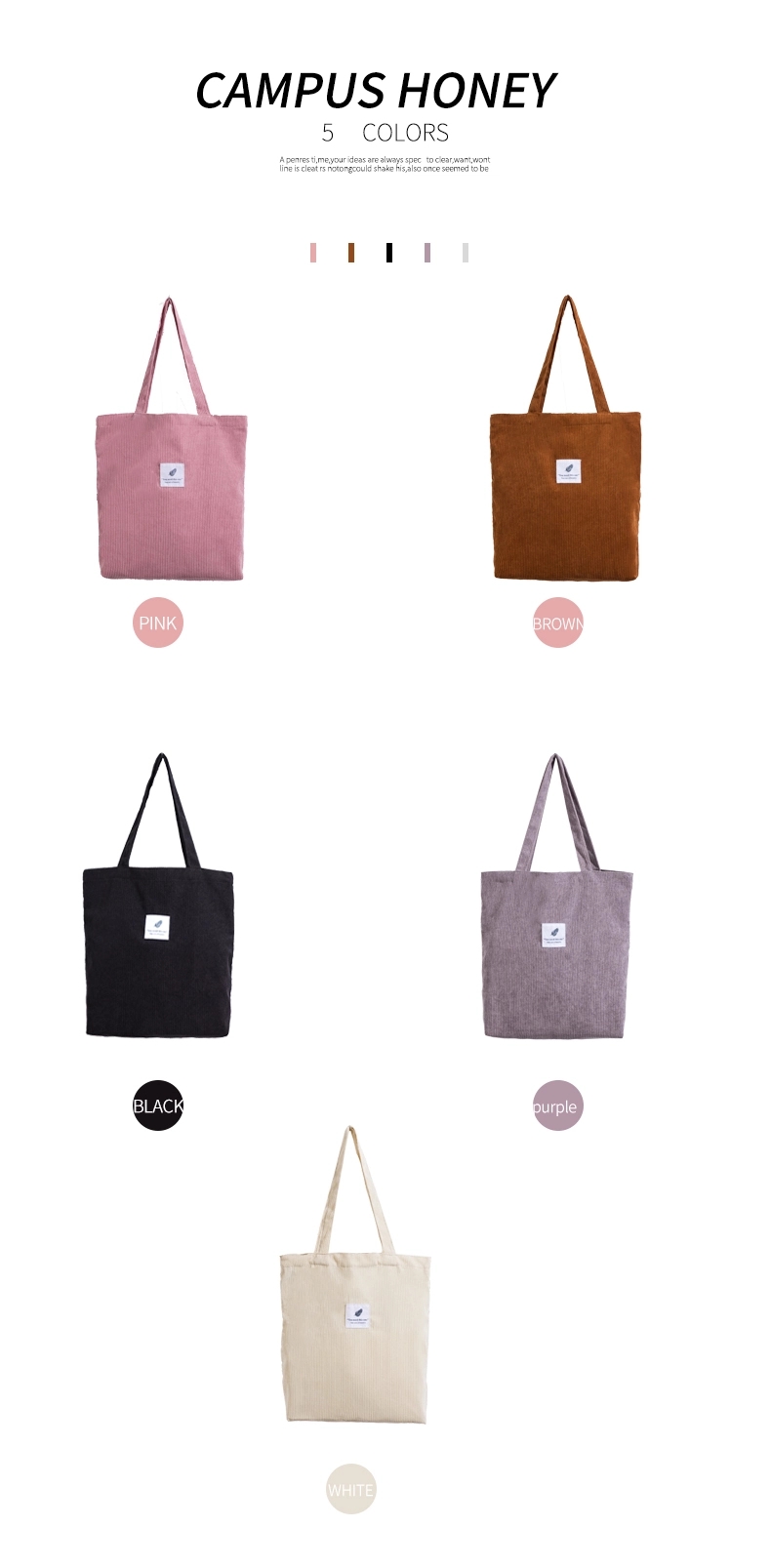 Tote Handbag With Pocket, custom tote bag with logo imprint 24