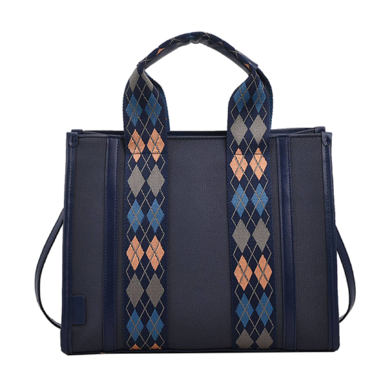 Canvas Crossbody Bag Fashion Color Clash Tote for Women 6