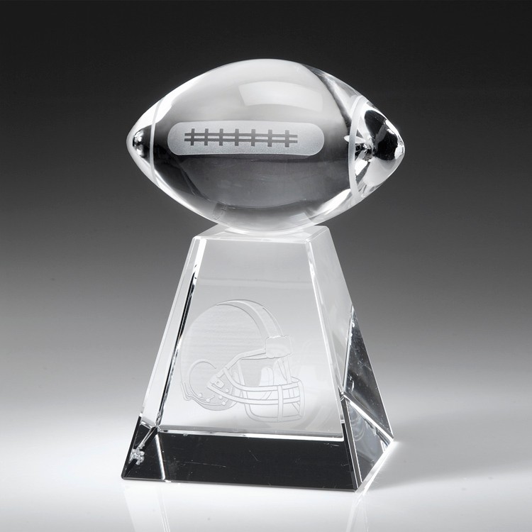 3 3/4" Crystal Award-Clear Football w/ Tall Base_D509CA 2