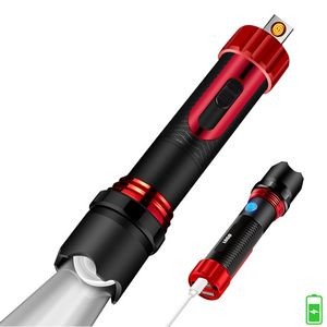Alloy 4 In 1 Lighter With Flashlight Dual Electric Arc Jet Fire 12