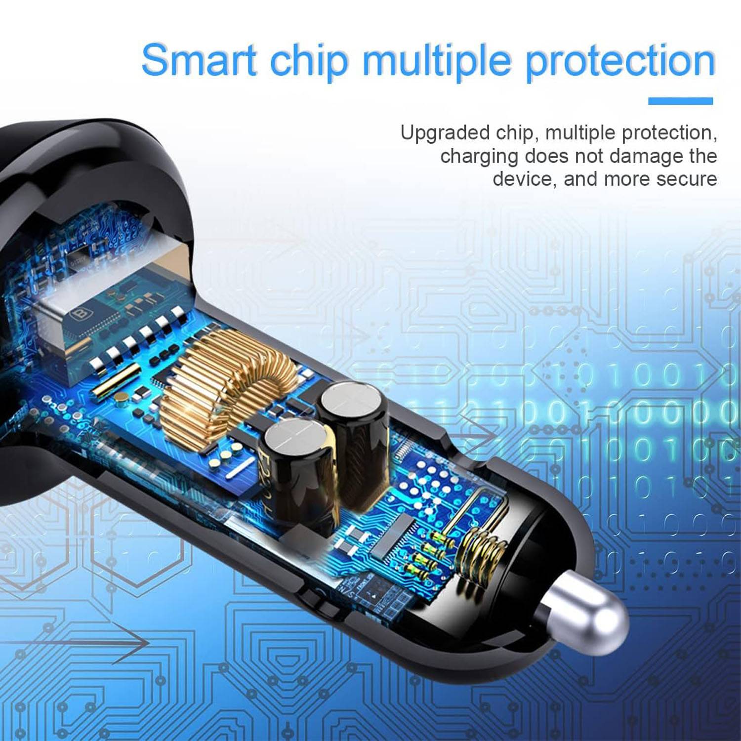 3 in 1 Fast Dual Ports Car Charger with Stretchable Cable 10