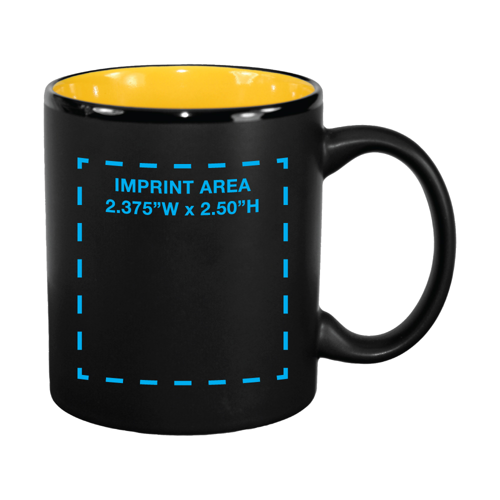 11 oz. Yellow In / Matte Black Out Hilo C Handle Mug 3