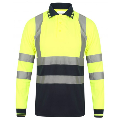 VISIPRO Long Sleeve Reflective Front Colorblock Safety Polo - BirdsEye Mesh - ANSI 107-2020 Class 3 1