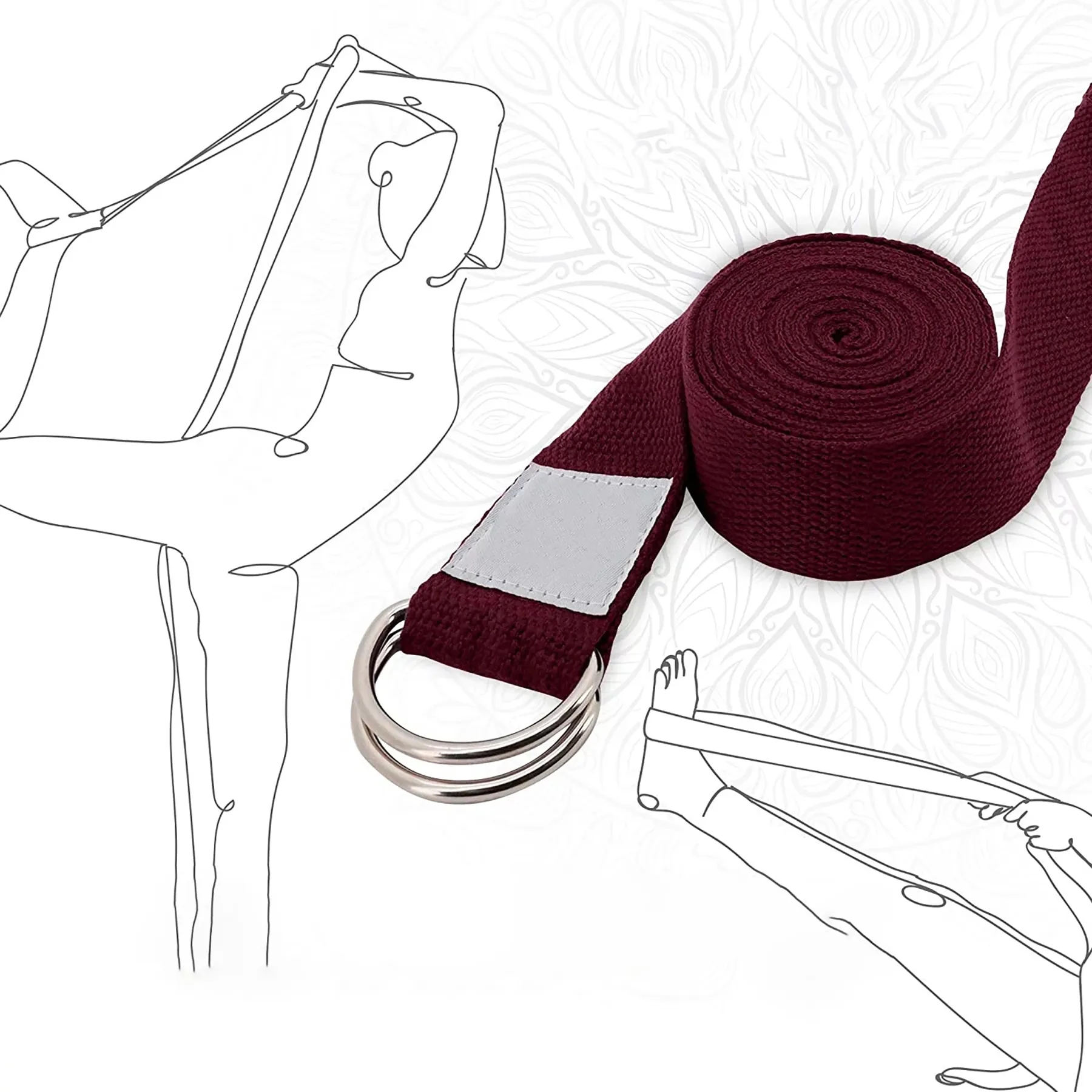 8ft Yoga Strap with D-Ring Buckle 6