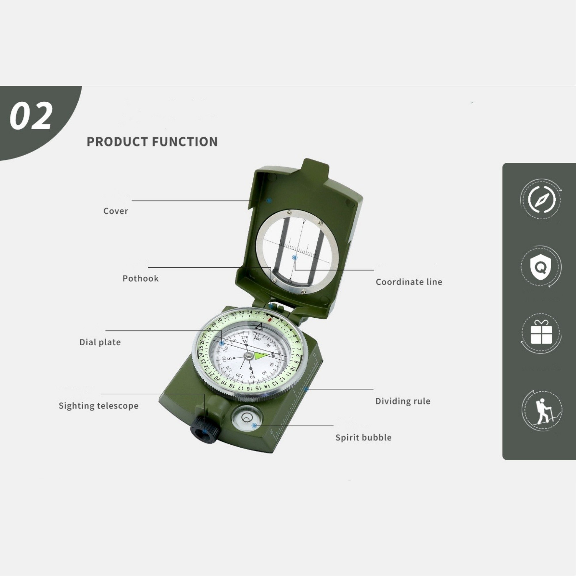 Military Grade Hiking Survival Compass 6
