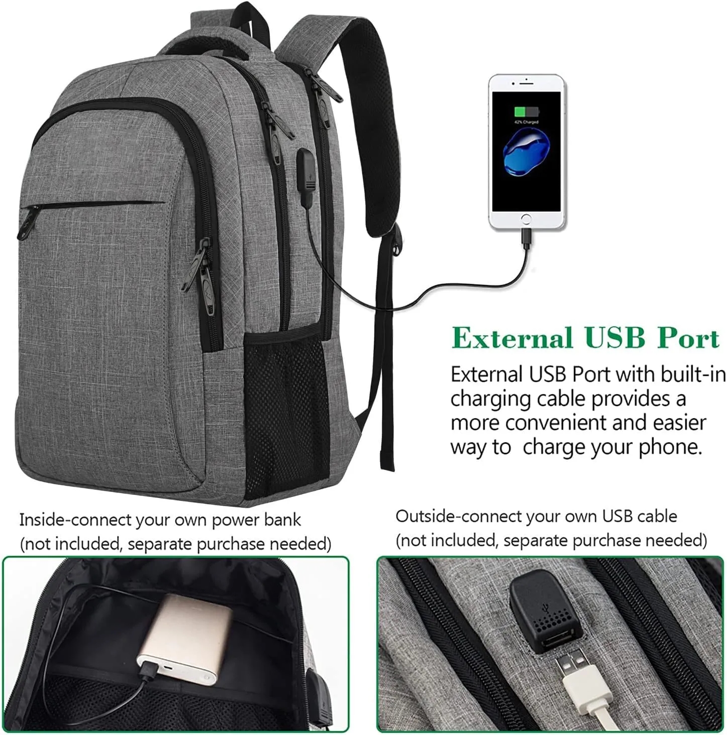 Travel Laptop Backpack with USB Charging Port 3