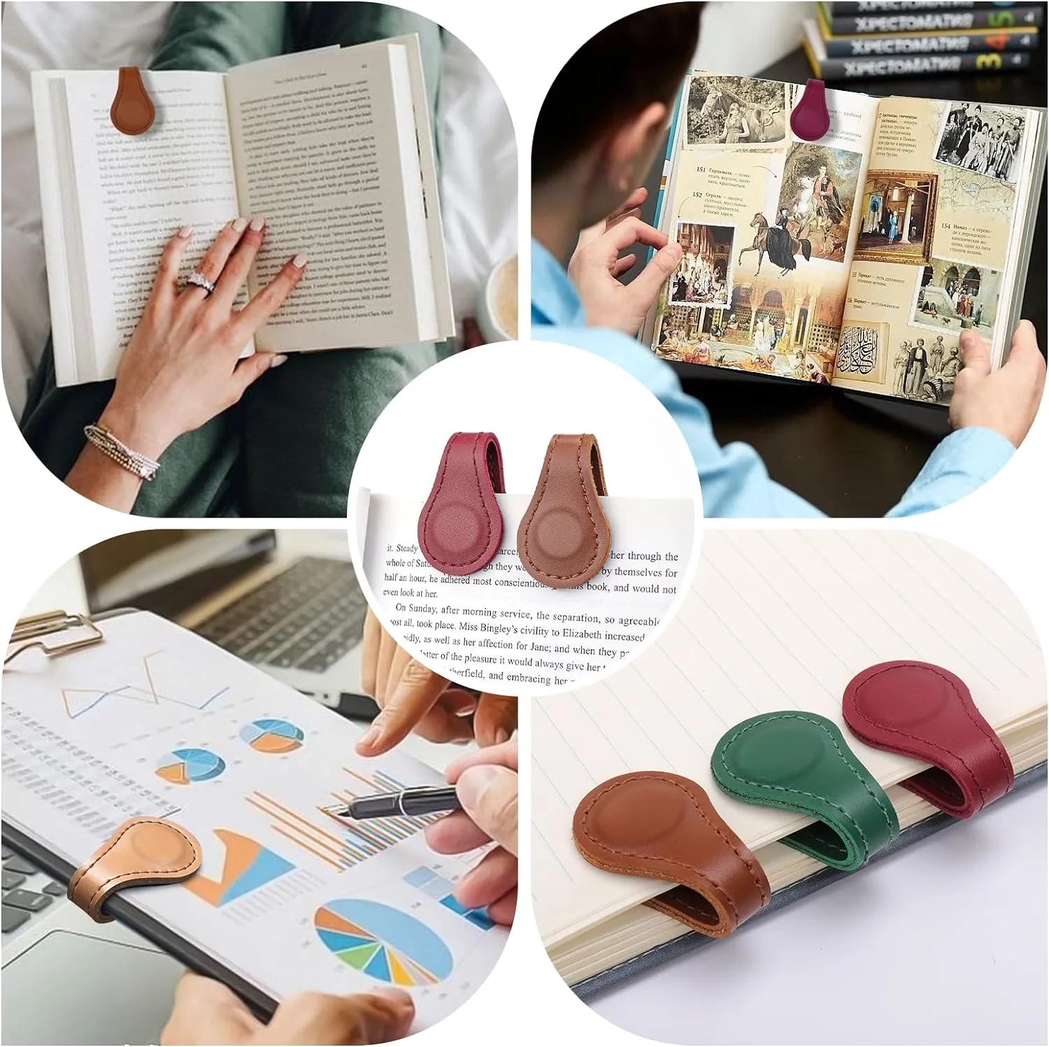 Leather Double-Sided Magnetic Bookmarks 4