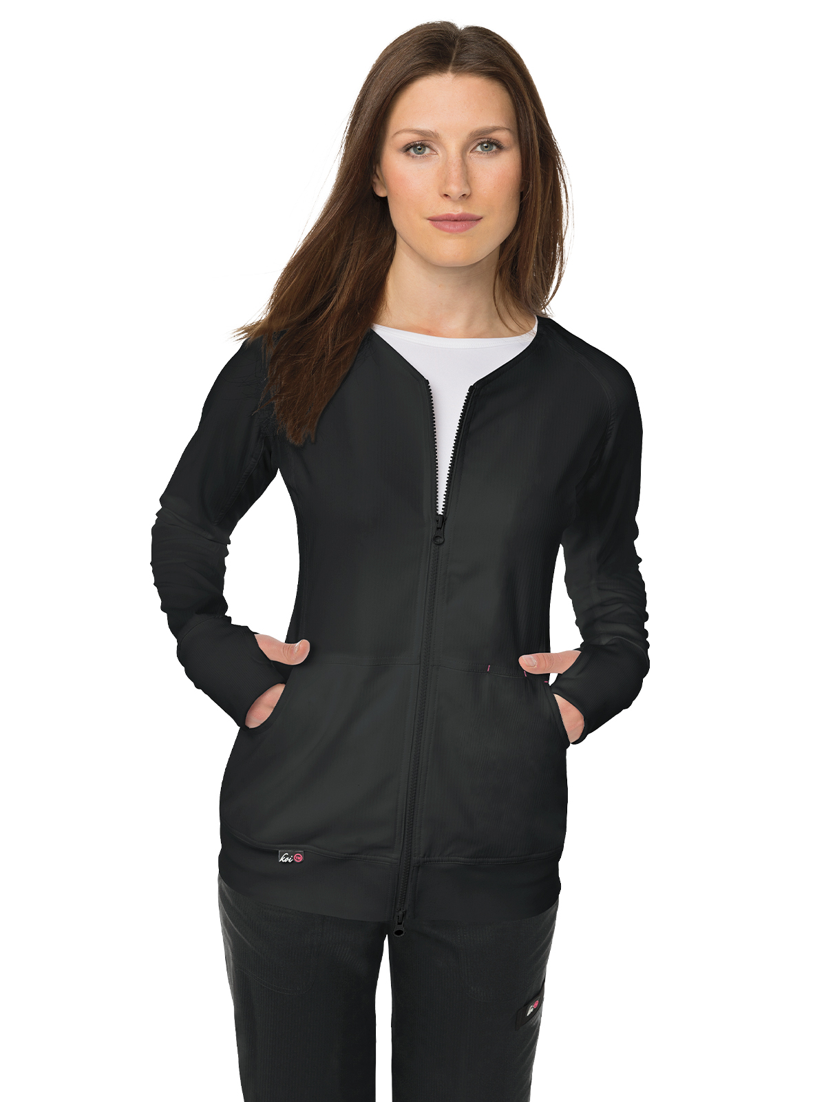 koi - Lite - Women's Three-Pocket 2-Way Zipper Clarity Jacket 1